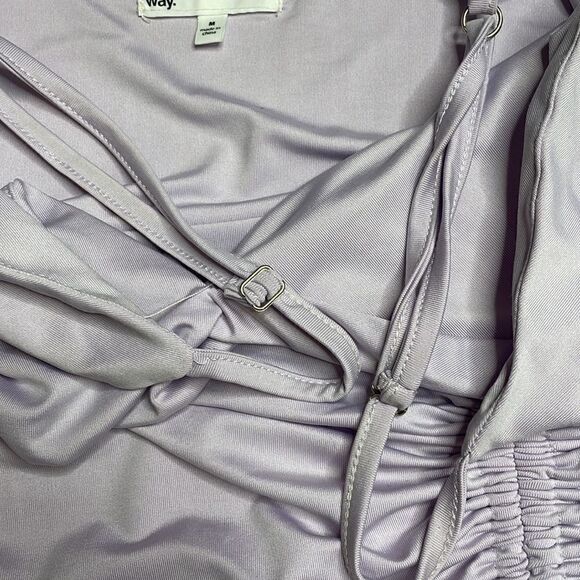 Revolve Lavender Vneck Bodycon Rouched mini dress Medium - Picture 6 of 8